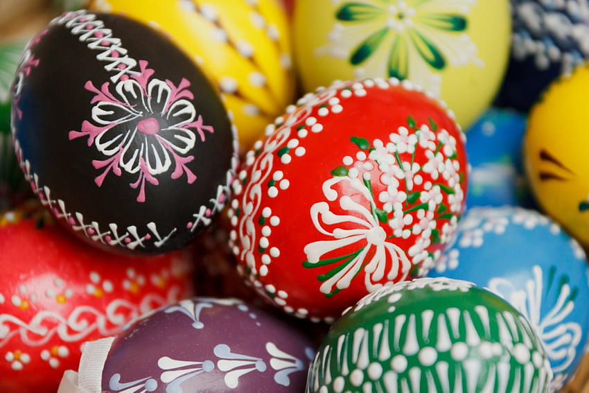 Uova di Pasqua dipinte colorate, uova di Pasqua, colorate, Pasqua, uova Sfondo HD