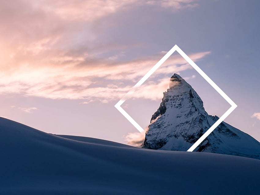 ピーク、幾何学的、雪山、冬、自然、. iPhone、Android、モバイル、 高画質の壁紙