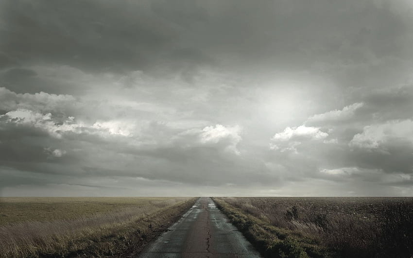 Nature, Clouds, Horizon, Road, Field, Mainly Cloudy, Overcast HD wallpaper