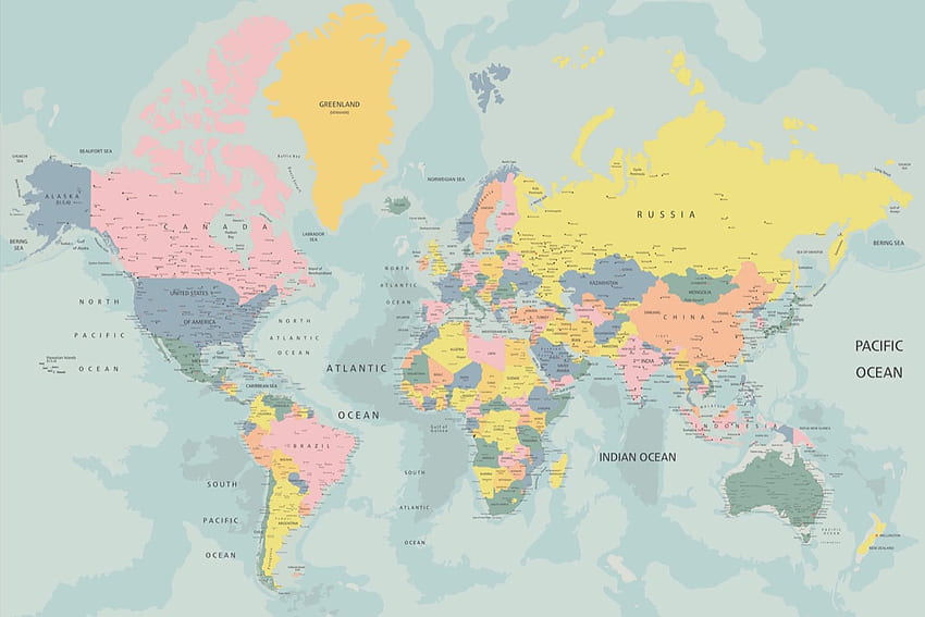 Pastel Map Of The World . Murals. Pastel map, World map , Map murals, World Atlas HD wallpaper