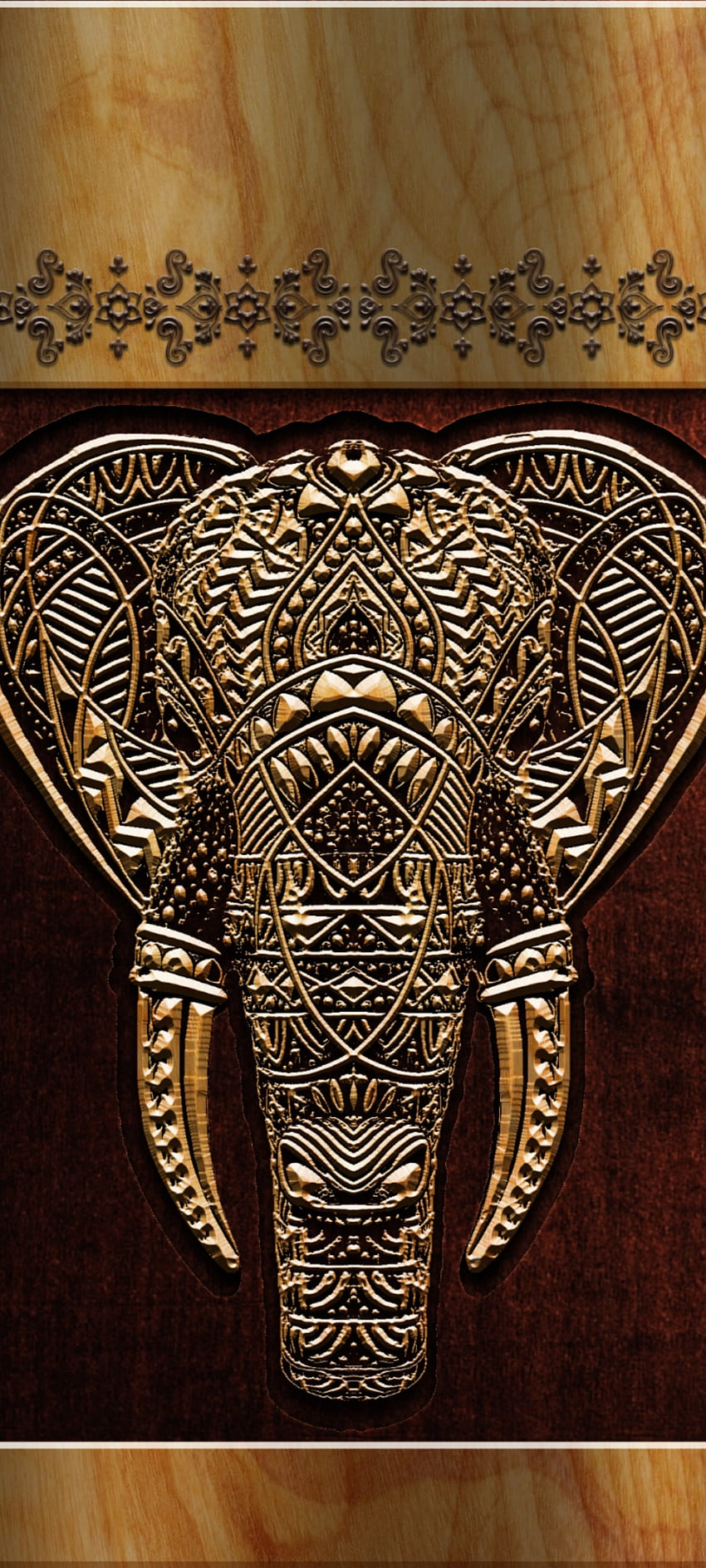 Wooden Elephant, terrestrial animal, art, Luxury, Premium, Golden HD phone wallpaper