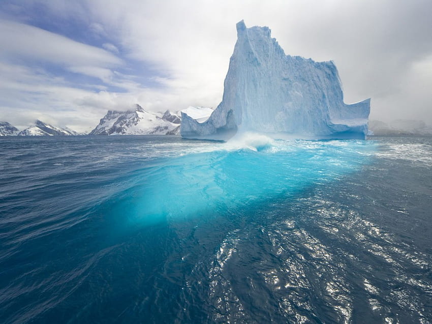 Gunung es biru tinggi, biru, gunung es, samudra, tinggi Wallpaper HD