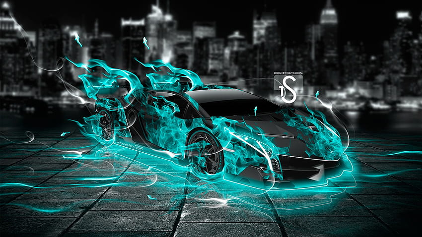 Blue fire lamborghini veneno, Lamborghini On Fire HD wallpaper