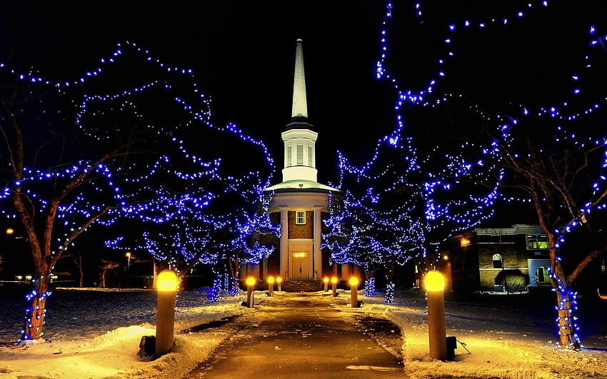 College Chapel, Alma Michigan . Background, Christmas Church HD wallpaper