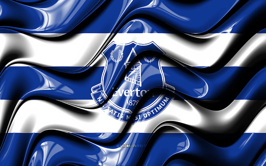 Everton flag, , blue and white 3D waves, Premier League, english football club, football, Everton logo, Everton FC, soccer HD wallpaper