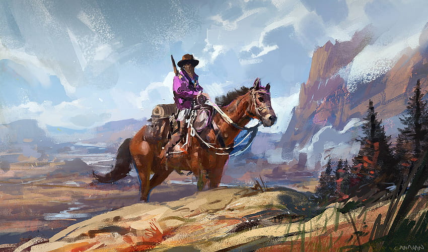 Cowboy Painting , Artist , , and Background, Western papel de parede HD