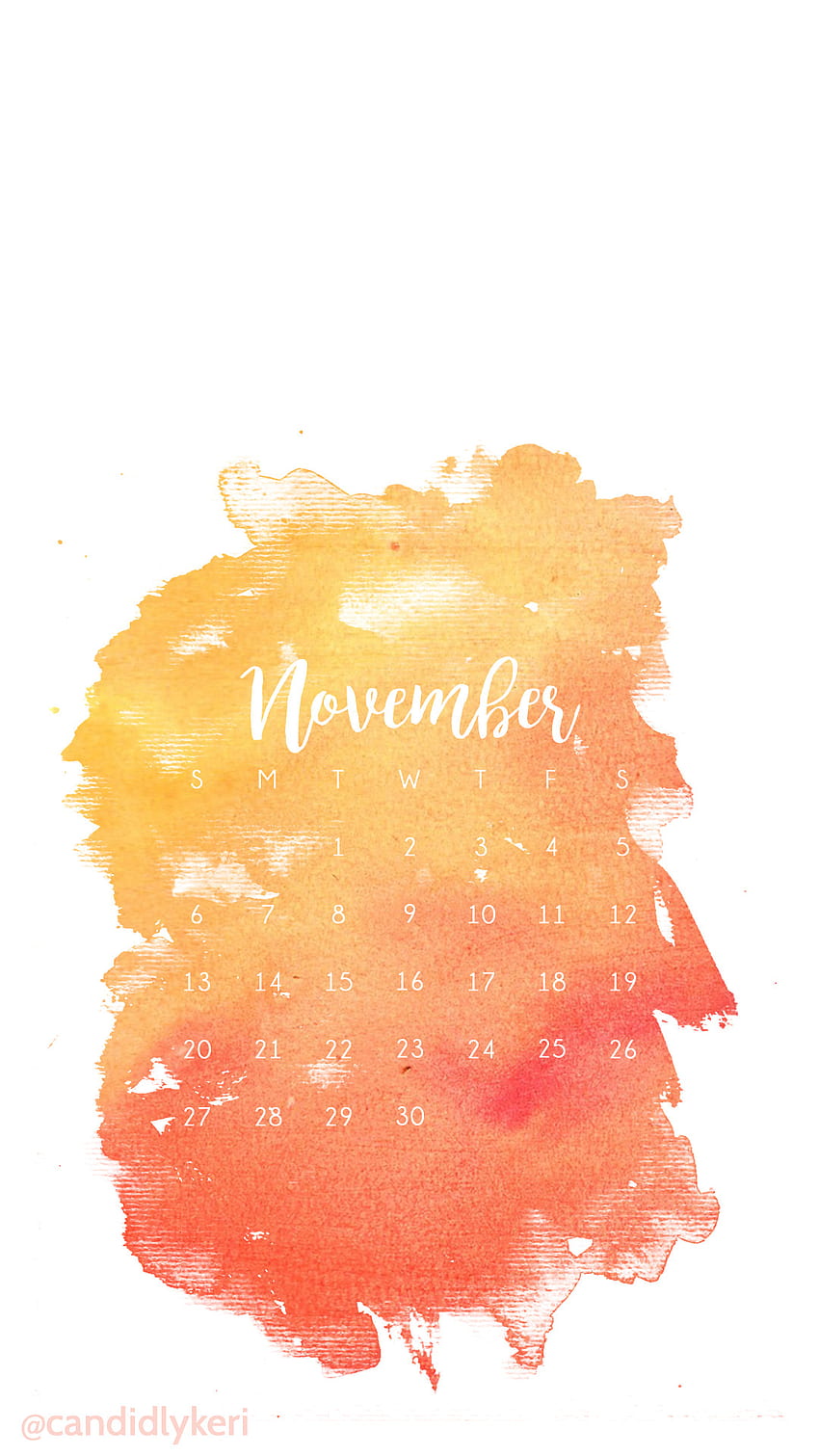 Orange Red Yellow Fall Colors Watercolor November calendar 2016 you can for on HD phone wallpaper