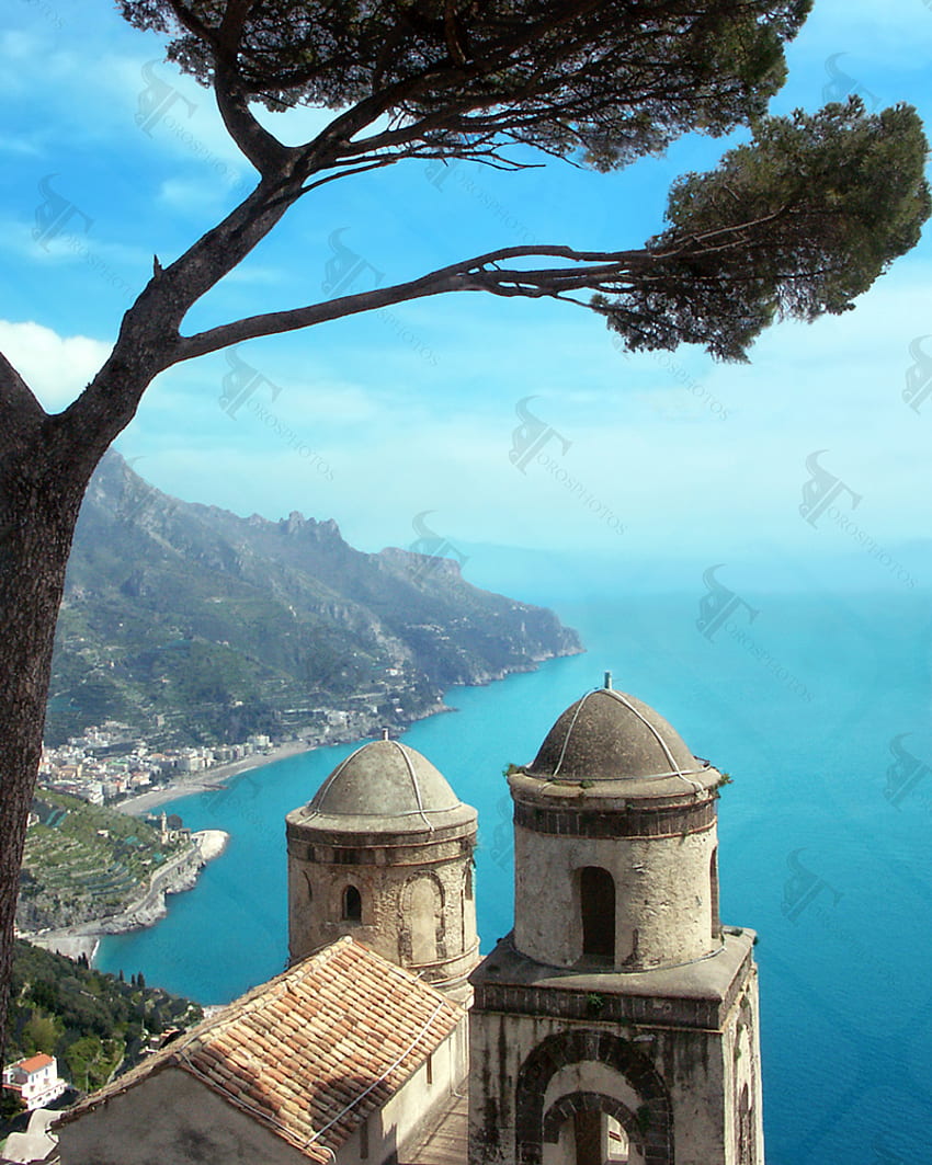 Amalfi coast from the terrace of Villa Rufolo in Ravello HD phone wallpaper