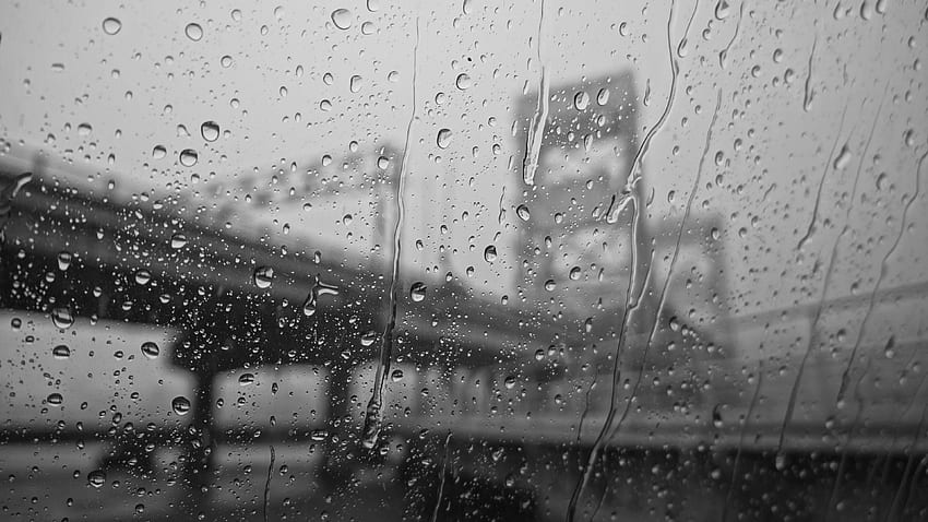 Rain In City - Rain Black -, Rain Black and White HD тапет