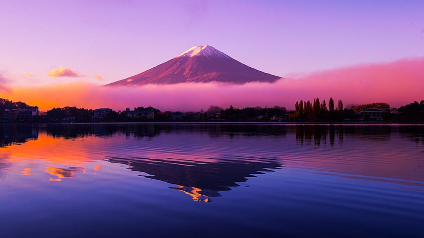 Das Beste vom Berg Fuji in Japan mit zusätzlicher Farbe HD-Hintergrundbild