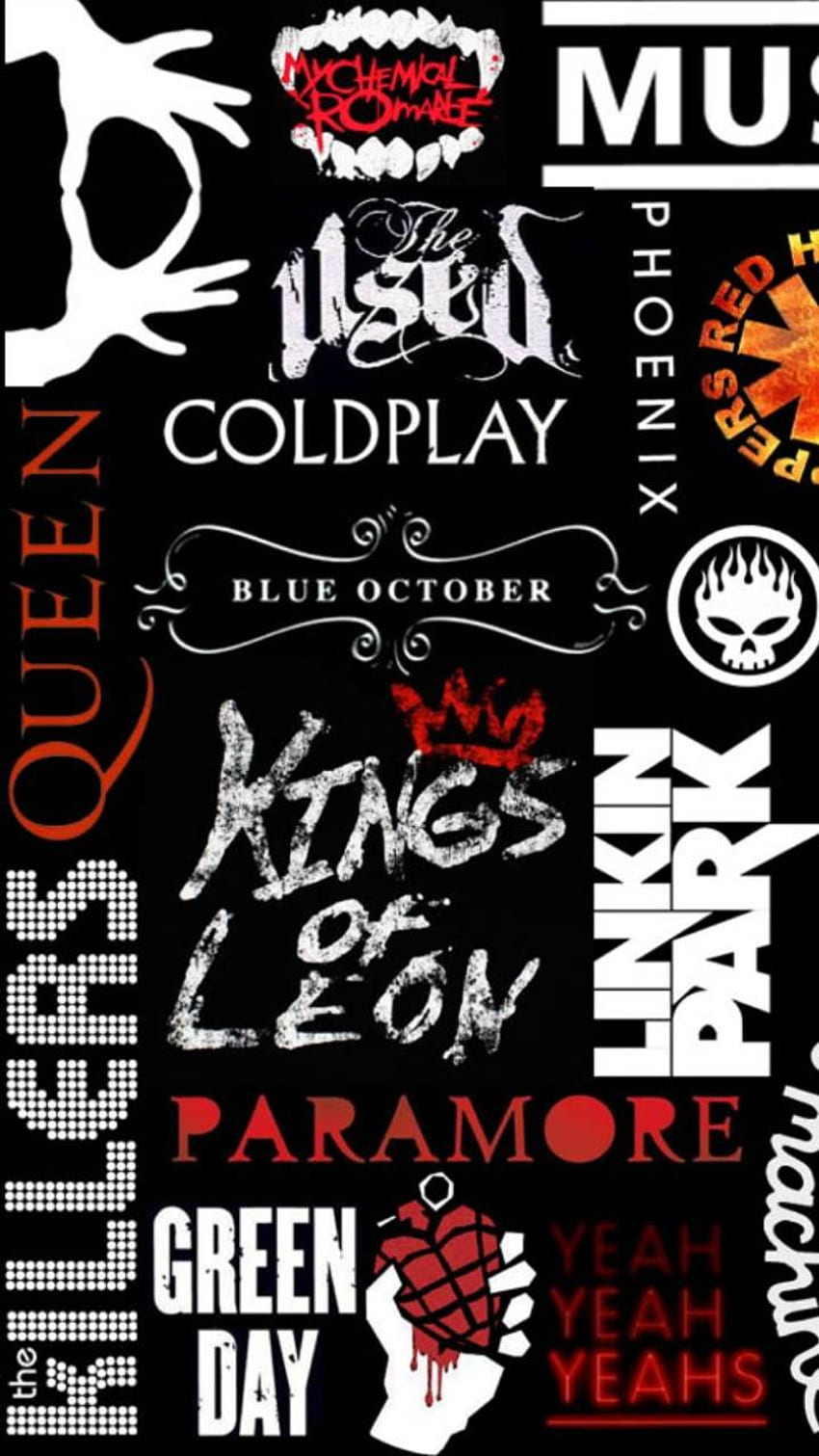 Collage de bandas de rock fondo de pantalla del teléfono | Pxfuel