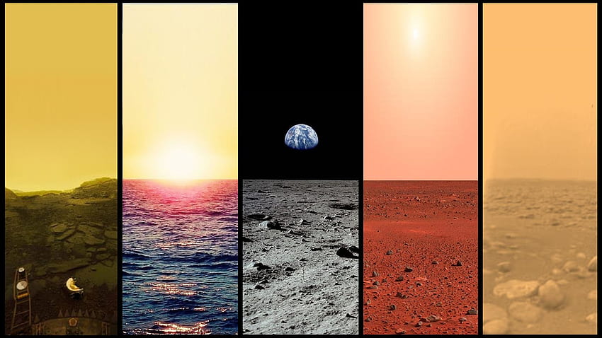 Diario: Planos de Venus, la Tierra, La Luna, Marte y Titán fondo de pantalla