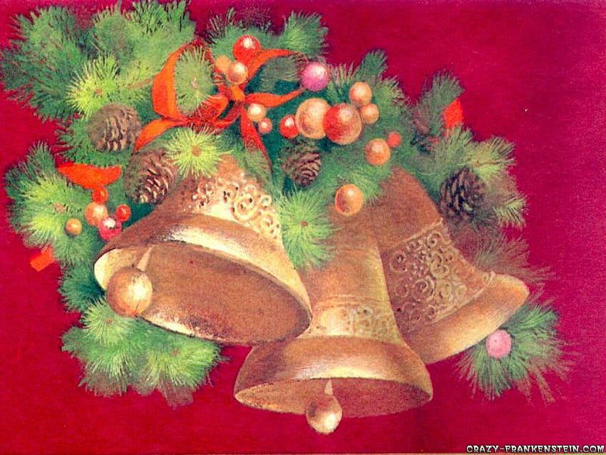 Gold Bell Christmas HD wallpaper