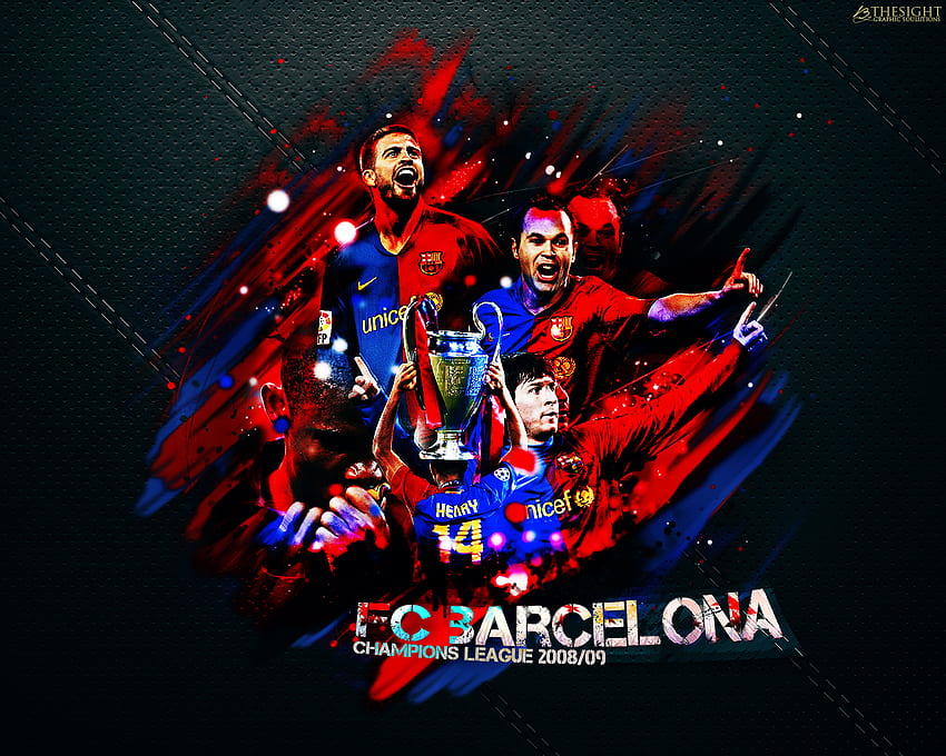 FC Barcelona CL Победител от 2008 09 - FC Barcelona HD тапет