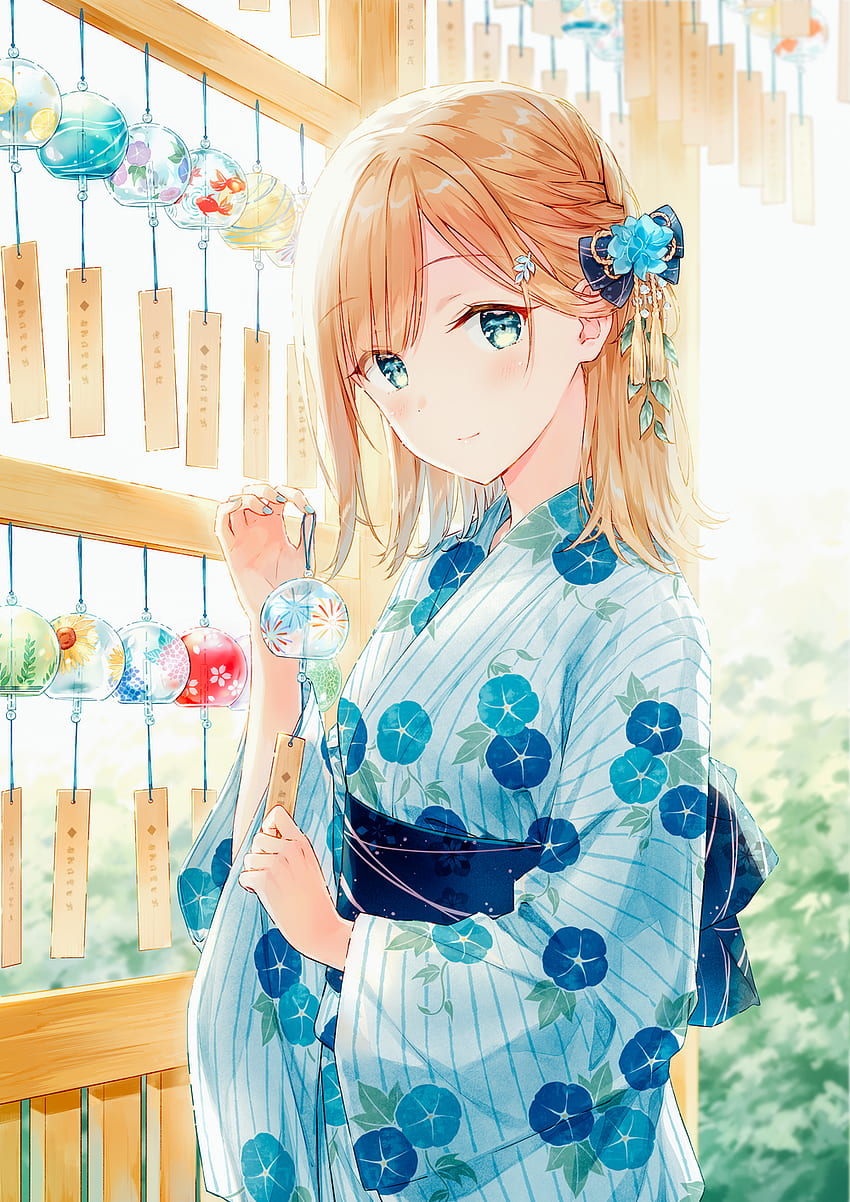 Anime Anime Girls Dijital Sanat Sanat Eseri 2D Portre Ekranı Vertical Hiten Yukata - Resolution: HD telefon duvar kağıdı