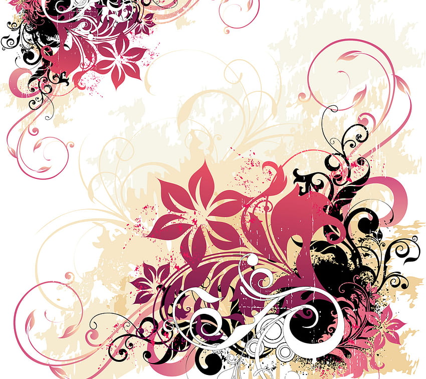 LILY VECTOR, pink, black, swirls, flower HD wallpaper