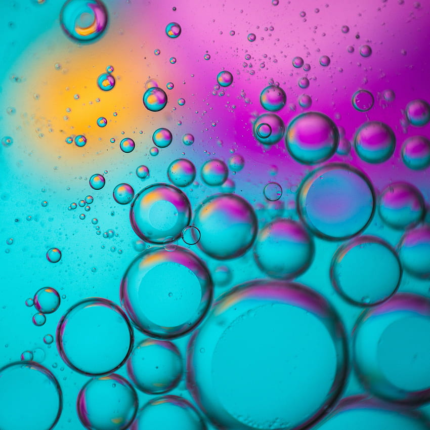 Blasen, Spektrum, bunt, blaugrün, türkis, rosa, abstrakt, abstrakte Kreise und Blase HD-Handy-Hintergrundbild