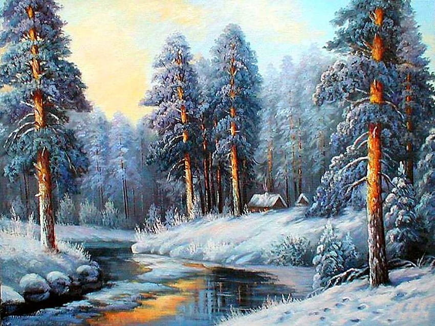 Forest County, Winter, prächtig, Farbe, Landschaft, schön, Baum, im Freien, Felder, Natur, Wald, Bach HD-Hintergrundbild