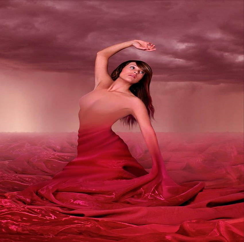 MELT TOGETHER, pink, paint, ombre, sky, melt, woman HD wallpaper