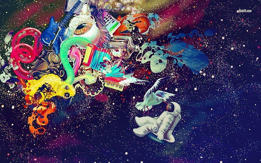 トリッピーな宇宙の背景、奇抜な宇宙アート 高画質の壁紙