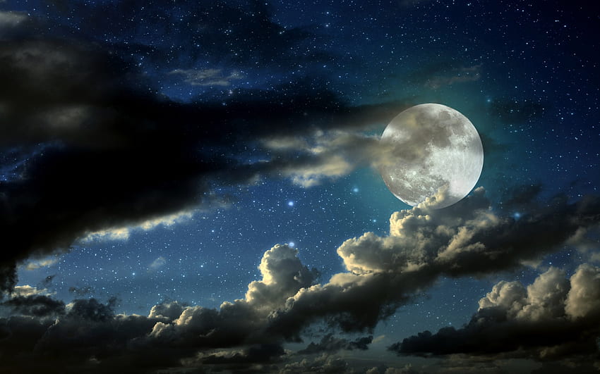 Nature Night Sky Moon Stars Clouds [] for your , Mobile & Tablet. Explore Stars Sky Night. Stars at Night , Winter Night HD wallpaper