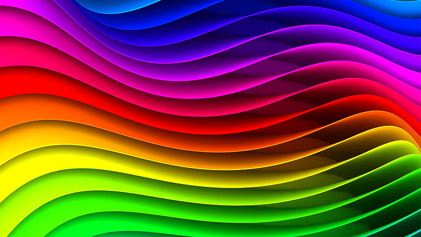 La forma de onda rayada abstracta, los colores del arco iris Lleno fondo de pantalla