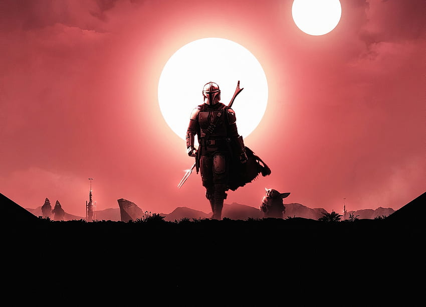 Soldier, The Mandalorian, silhouette, art, 2020 HD wallpaper