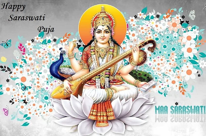 Maa Saraswati , & - Saraswati Puja 2018. Basant Panchami 2018. Saraswati Puja 2018 Tanggal Wallpaper HD