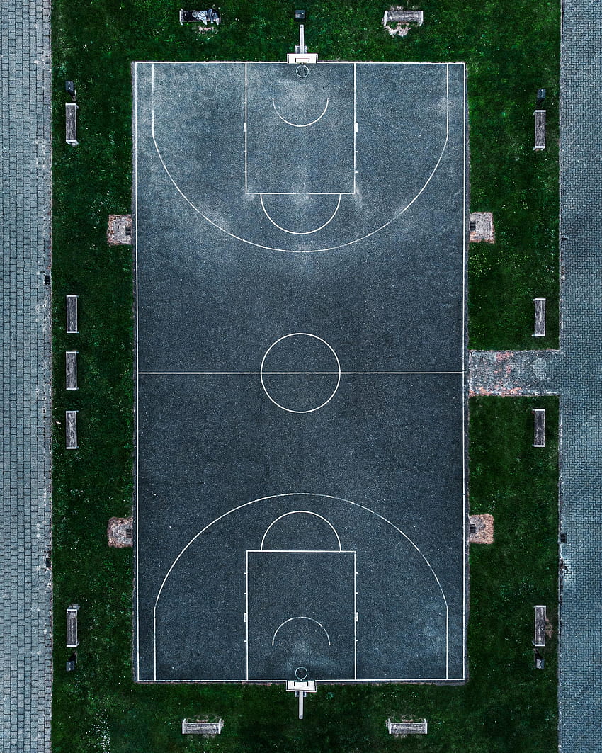 Sport, basket, vista dall'alto, parco giochi, piattaforma, campo da basket, campo da basket Sfondo del telefono HD