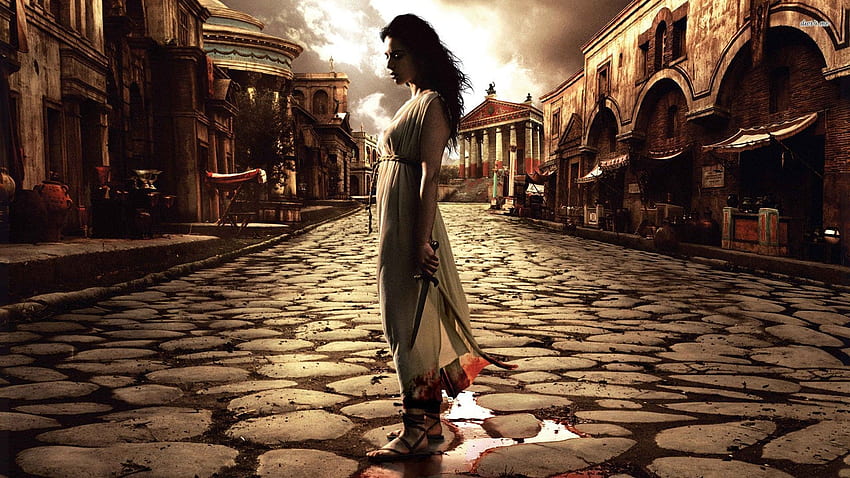 Girl with a bloody knife on the streets of Rome HD wallpaper