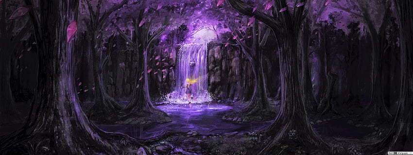 Fairy in Purple Fantasy Forest, Dark Enchanted Forest HD wallpaper