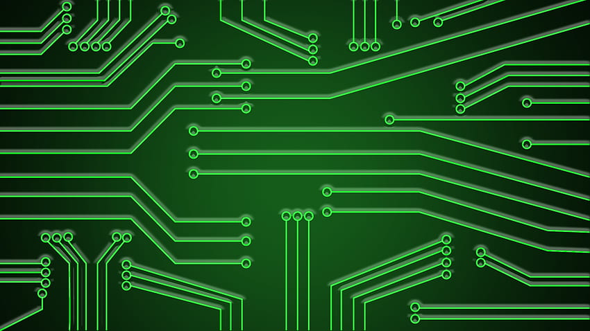 Circuito verde simples, alta tecnologia, e esconderijo de fundo, circuito escuro papel de parede HD