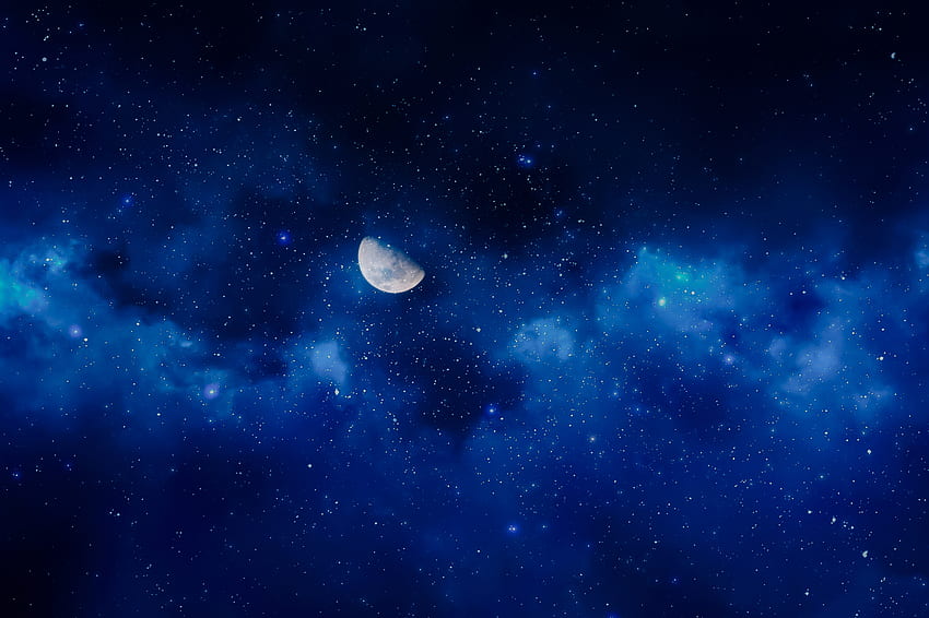 Niebo, wszechświat, gwiazdy, noc, księżyc, księżyc w pełni Tapeta HD