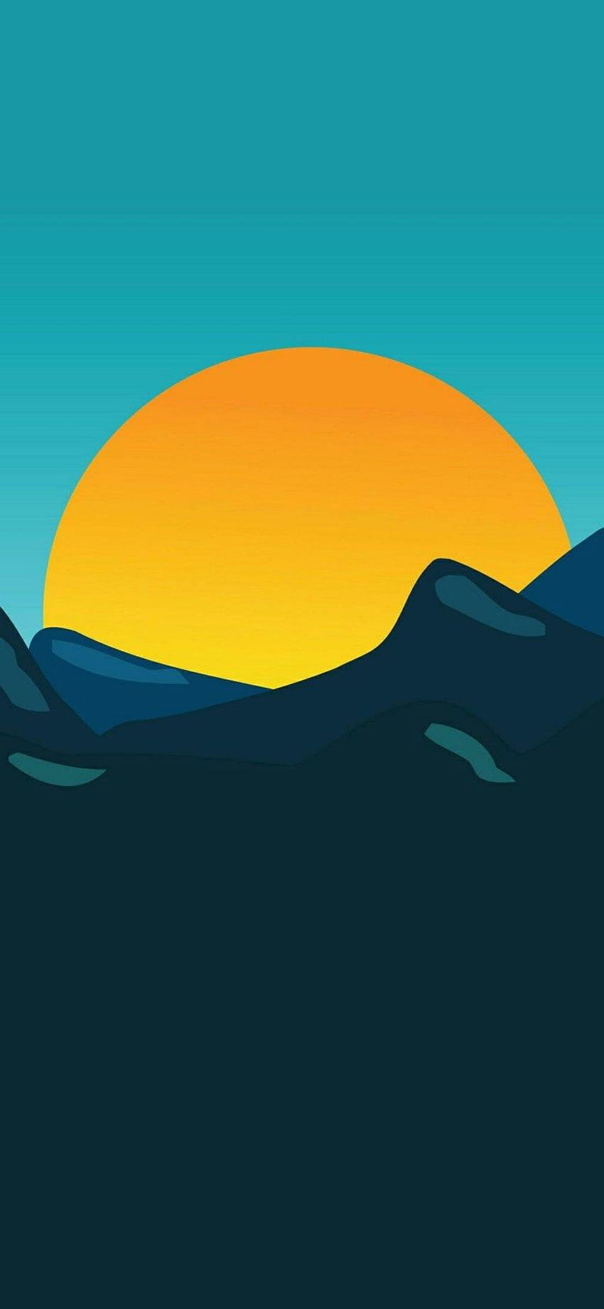 Landscape Illustration Vector Sunrise Minimalist Samsung Galaxy, Aqua Galaxy HD phone wallpaper