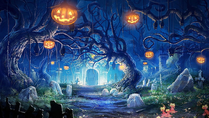 Halloween Computer 02. Juli - Anime Halloween Hintergrund -, Spooky Anime HD-Hintergrundbild