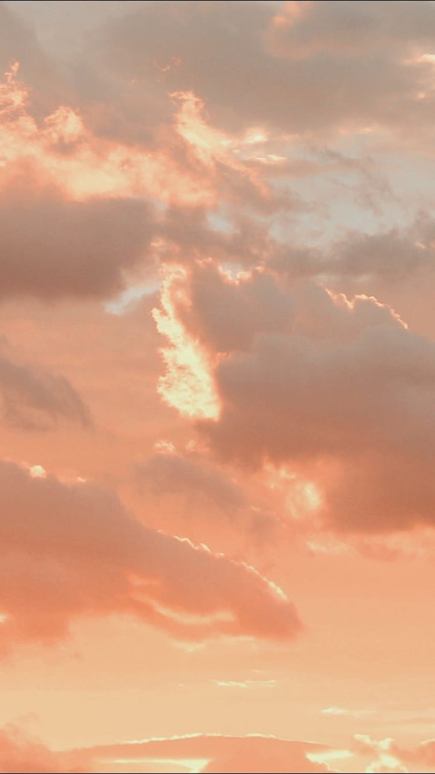 Estética del cielo naranja, nube naranja fondo de pantalla del teléfono