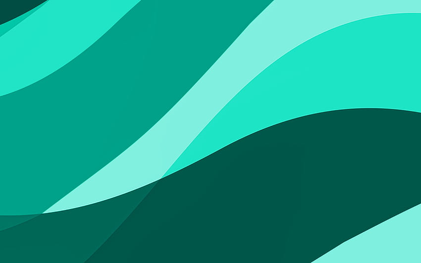turquoise abstract waves, , minimal HD wallpaper