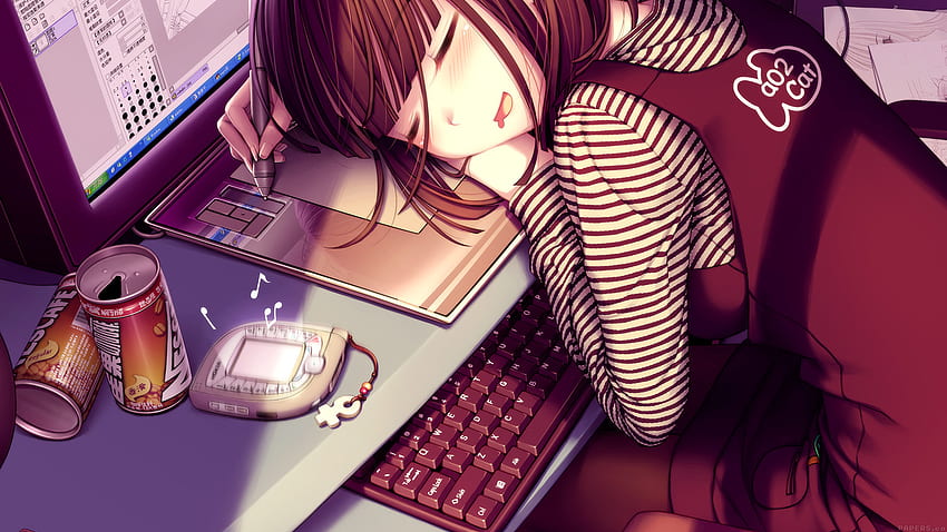 anime laptop girl
