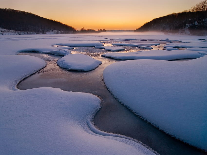 Winter, Natur, Wasser, Flüsse, Eis, Schnee, Kälte HD-Hintergrundbild
