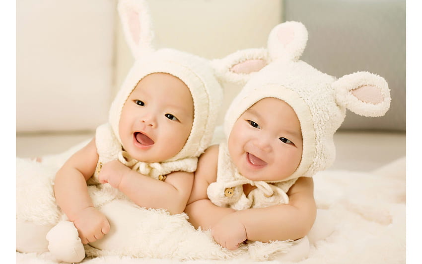 Cute Twin Babies Cute Twin Babies 2416 Babies, Cute, Leaves, Twin. Cute Baby Twins, Cute Baby Girl , Cute Asian Babies HD wallpaper