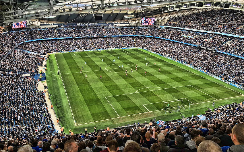 Etihad Stadium, Spiel, volles Stadion, Manchester City Stadium, Fußball, Fußballstadion, Manchester City FC, englische Stadien für mit Auflösung. Gute Qualität HD-Hintergrundbild