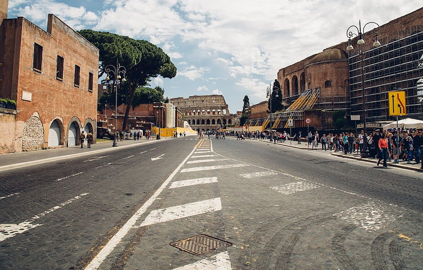 road, clouds, people, street, building, home, Rome, Europe, Colosseum, Italy, Italy, Rome, Europa for , section город - HD wallpaper