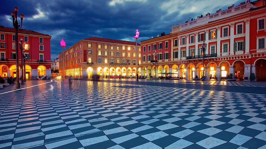 Place Massena Main Square In Nice, France . HD wallpaper