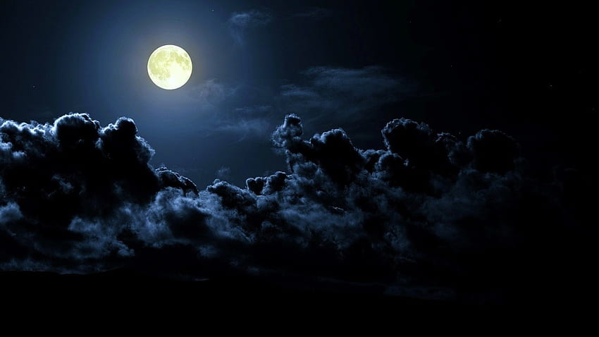 블루 블랙 어두운 밤 달 진한 파란색 구름 밤하늘 어두운 구름 고품질, 고화질 HD 월페이퍼