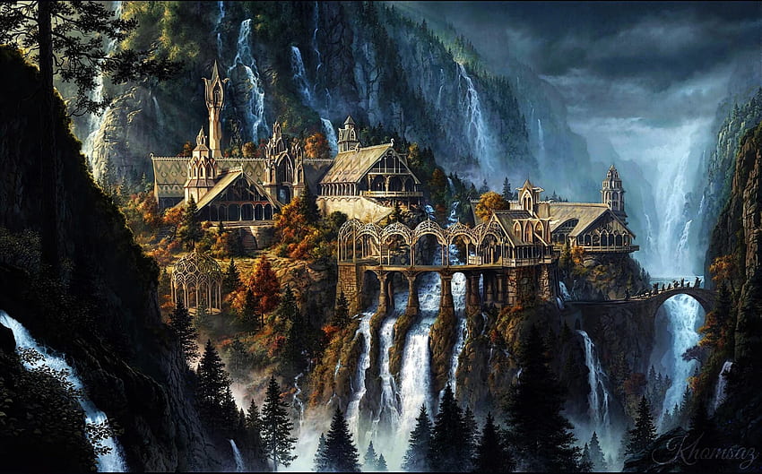 Rivendell The Lord Of The Rings Fantasy Art Waterfall Artwork - Resolution:, Lord of the Rings Rivendell HD wallpaper