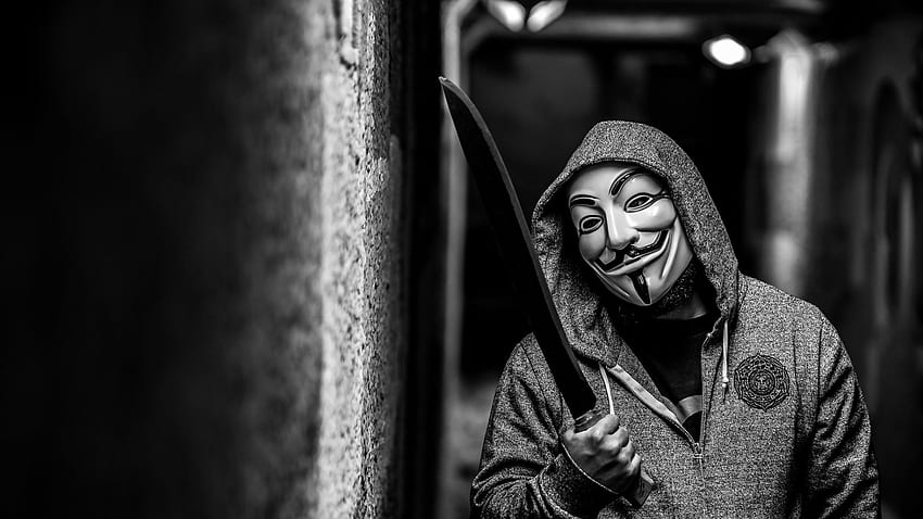 Background Anonymous Mask Hacker Group Machete Jacket HD wallpaper