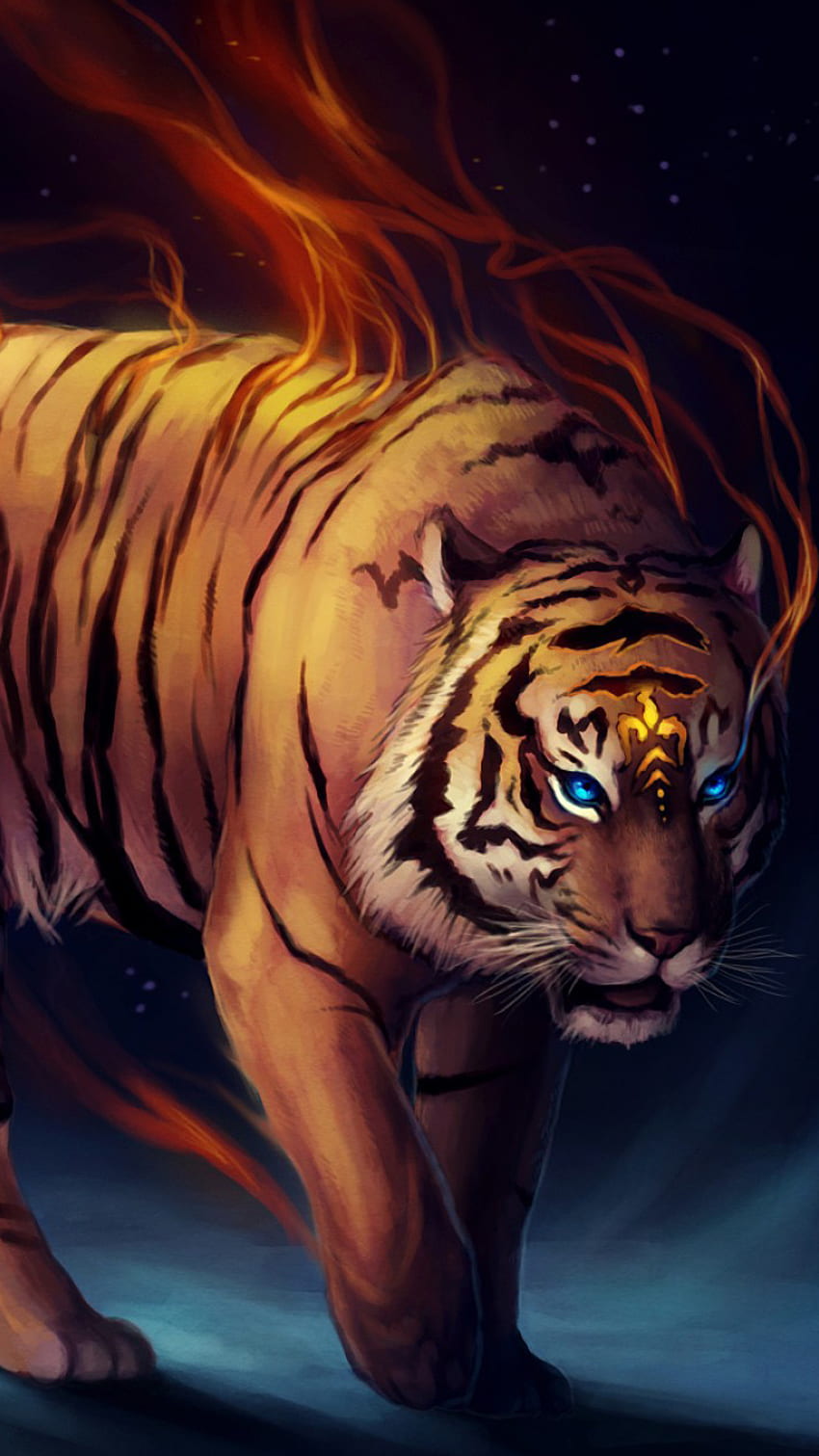 Fantasy Fire Tiger Mobile - Fire Tiger - , Tiger Man HD phone wallpaper