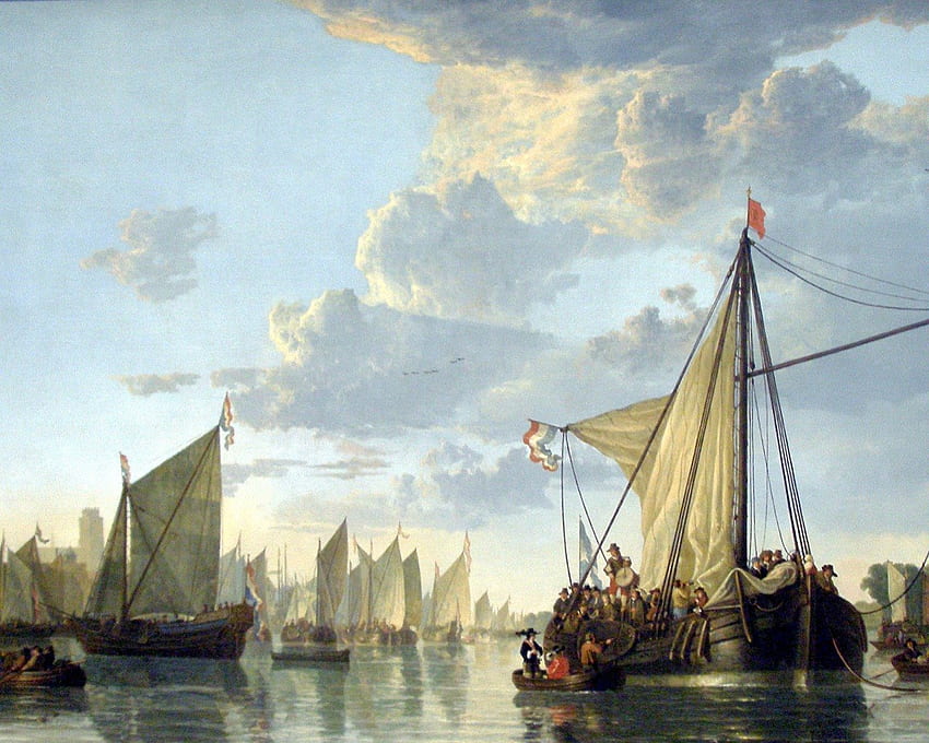 Aelbert Cuyp - Harbor of Dordrecht, landscape, painting, dutch, seventeenth century HD wallpaper
