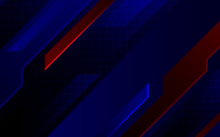 lignes diagonales bleues, motif de carrés, arrière-plan abstrait bleu, lignes créatives, bleues et rouges, arrière-plans abstraits Fond d'écran HD