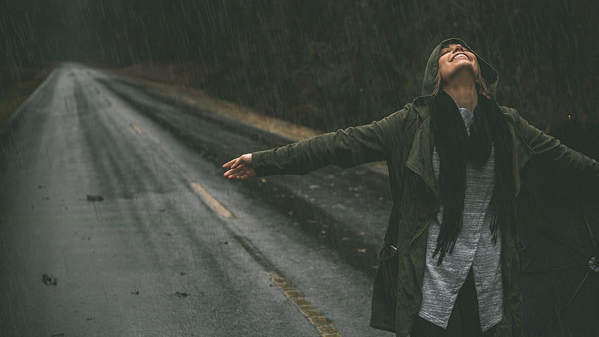 Girl Enjoying Rain on Street, Girl in the Rain HD wallpaper | Pxfuel